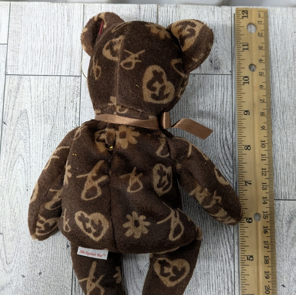 Ty Signature Brown Floral Stuffed Bear - Picture 4 of 5